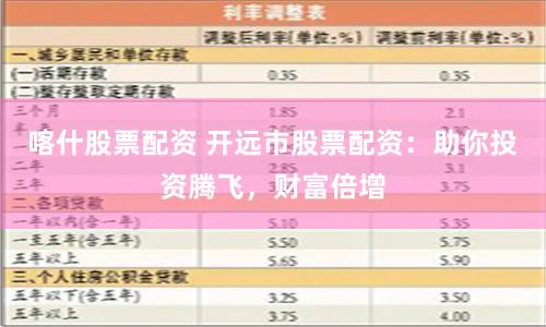喀什股票配资 开远市股票配资：助你投资腾飞，财富倍增
